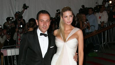 Designer Gilles Mendel and Ivanka Trump, wearing white and off-white J Mendel, arrive at the 2008 Met Gala at the Metropolitan Museum of Art, New York City on May 5, 2008. Getty Images