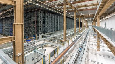 A linear sorting device in action at Landmark Group's new Dh1bn Mega Distribution Centre at Jebel Ali Free Zone in Dubai. Courtesy Landmark Group