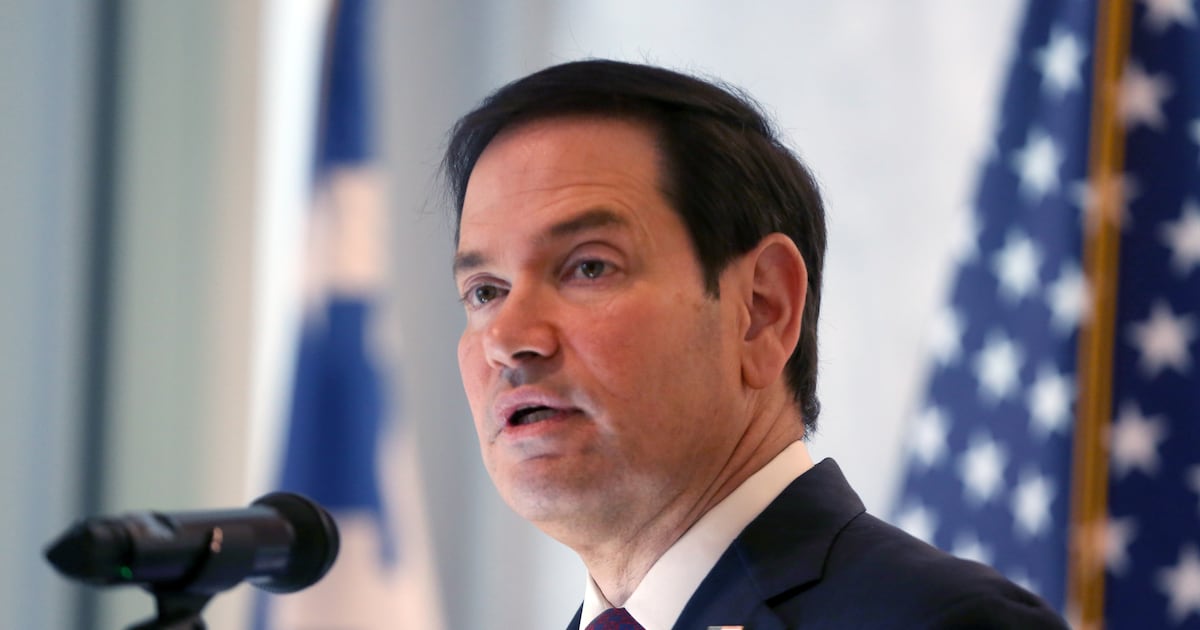 Photo: The National US Secretary of State Marco Rubio speaks during a ceremony marking the renovation and opening of a new wing of the US