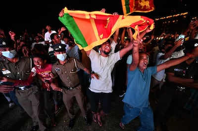Sri Lankan cricket fans celebrate the Asia Cup final win in Colombo. AFP