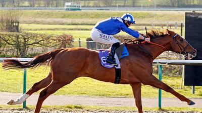 Khuzaam wins The Bombardier All-Weather Mile Championships Conditions Stakes at Lingfield in April 2021. Shutterstock