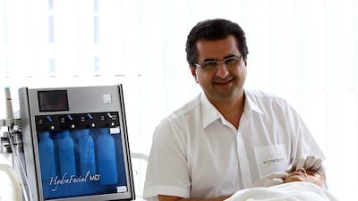 Dr Afschin Ghofrani, medical director and owner of Aestheticon, at his clinic in Dubai. Satish Kumar / The National