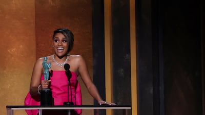 Ariana DeBose receives the award for Outstanding Performance by a Female Actor in a Supporting Role for 'West Side Story'. Reuters