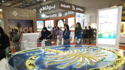 Nakheel’s stand at the Dubai Property Show in Mumbai displaying a scale model of the Palm Jumeirah. Rebecca Bundhun / The National