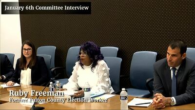 Ruby Freeman, a Georgia poll worker, received death threats after Mr Trump disclosed her name at a rally. House select committee / AP