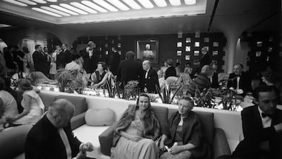 Passengers in the VIP lounge aboard the QE2 luxury liner, May 1969. Getty Images