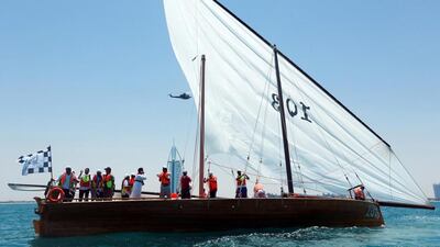 Over a hundred traditional dhows and 3,000 sailors will compete in the Al Gaffal Race. EPA