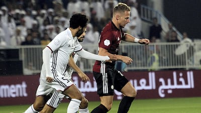 Al Jazira, in white, in action against Al Wahda in the UAE Super Cup. Al Wahda know they will face Qatari opposition, and have to travel to Qatar in the Asian Champions League, and depending on this week's play-off results, Jazira may have the same scenario ahead. Satish Kumar for the National