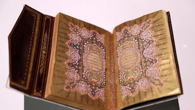 An Ottoman Qur'an on display at the Hajj: Memories of a Journey exhibition at Sheikh Zayed Mosque. Chris Whiteoak / The National