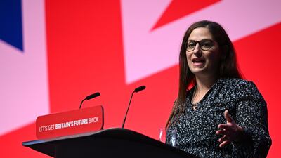 Nesil Caliskan speaks at the Labour Party conference in October 2023. Getty Images