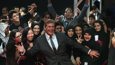 The Abu Dhabi Film Festival Red Carpet included David Hasselhoff who proved to be a favorite with the crowd. Delores Johnson / The National