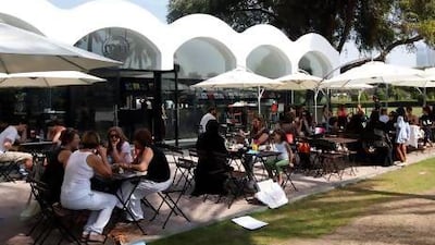 Diners enjoy the terrace at The Archive in Safa Park, Dubai. Satish Kumar / The National