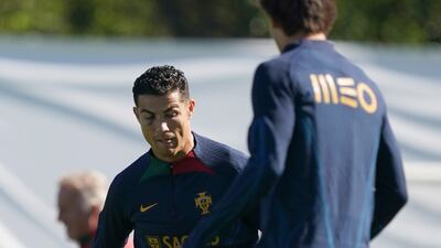 Portugal attacker Cristiano Ronaldo during training ahead of the game against Spain. EPA