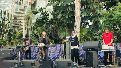47Soul members, from left, Hamza Arnaout, Tareq Abu Kwaik, Walaa Sbeit and Ramzy Suleiman at Liverpool Arts Centre last month. AB Photography / Liverpool Arab Arts Festival