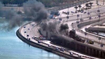 A view of the blaze on 11th Street bridge. Courtesy Anita Calcraft