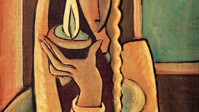 'Lady with Dia', 91 x 122 centimetres, oil on canvas, 1956, by Sadequain.