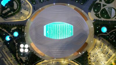 A miniature model of the Al Janoub Stadium which will hosts the 2022 World Cup. Reuters