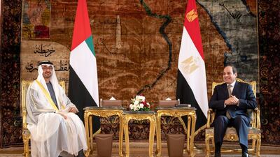 Sheikh Mohamed bin Zayed, Crown Prince of Abu Dhabi and Deputy Supreme Commander of the Armed Forces, with Egyptian President Abdel Fattah Al-Sisi in Cairo. Courtesy: Twitter