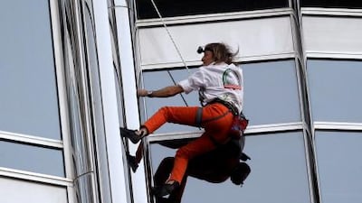 Alain Robert took little more than six hours to climb the Burj Khalifa, finishing just after midnight and calling it a "big moment in my life".