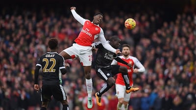 Arsenal's Danny Welbeck in action with Leicester's N'Golo Kante ction Images via Reuters / Tony O'Brien