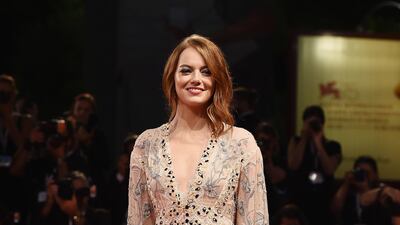 HIT: Emma Stone wore a loose Louis Vuitton embroidered dress. 