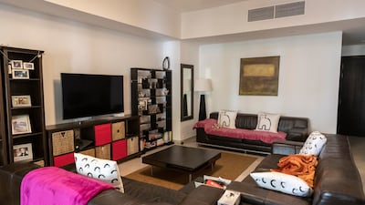 The living area in their new home.