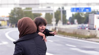 The main road that connects Austria to Hungary is still closed due to the influx of migrants. Herbert P Oczeret/EPA