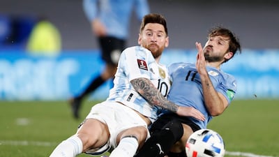 October 10, 2021. Argentina 3 (Messi 38', De Paul 44', La. Martinez 62') Uruguay 0. Luis Suarez missed three gilt-edged chances - two saved by goalkeeper Emiliano Martinez and another that hit the post - before Uruguay meekly surrendered to defeat in Buenos Aires. Reuters