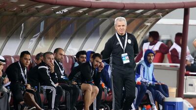 Al Wahda manager Javier Aguirre walks the touchline during their February match against Al Wehdat at Al Nahyan Stadium in Abu Dhabi. Pawan Singh / The National