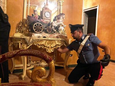 Italian carabinieri during the maxi operation that hit the Casamonica Roman crime family, Rome, Italy, 17 July 2018. EPA-EFE