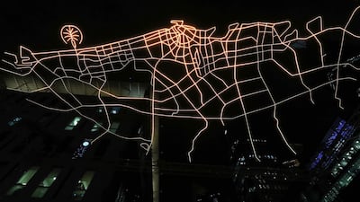 The light art installation City Gazing Dubai by Vouw studio from the Netherlands is on display at DIFC Gate Avenue in Dubai. All photos: Pawan Singh / The National