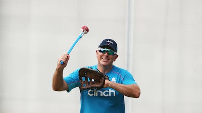 England coach Chris Silverwood during a nets session at the Gabba, Brisbane. PA