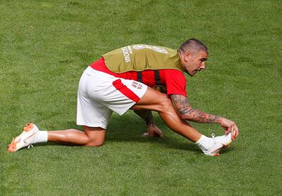 Soccer Football - World Cup - Group E - Costa Rica vs Serbia - Samara Arena, Samara, Russia - June 17, 2018 Serbia's Aleksandar Kolarov warms up before the match REUTERS/David Gray