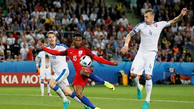 England's Daniel Sturridge in action against Slovakia at Euro 2016. up B - Reuters