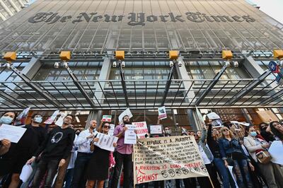 Activists said they were also protesting against "bias and selective narrative" in 'The New York Times' coverage of Iran in recent years. AFP