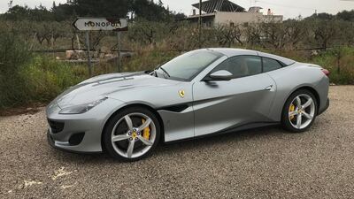 The Ferrari Portofino near Monopoli, Puglia, Italy. Adam Workman / The National