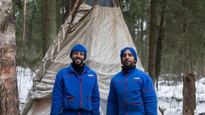 Sultan Al Neyadi (left) and Hazza Al Mansouri during winter survival training in Russia. Courtesy: Dubai Media Office
