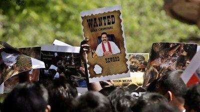 Tamil protesters in Mumbai accuse the government of the Sri Lankan president, Mahinda Rajapaksa, of committing atrocities in the final days of the 30-year civil war.