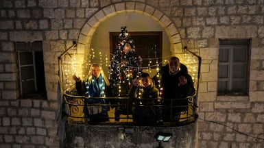 A festive Christmas scene in Al Qaniya, Idlib. AFP