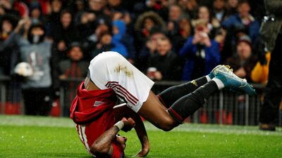 Marcus Rashford celebrates scoring their third goal. Reuters
