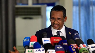 Gen Mohamed Hamdan Dagalo, commander of Sudan's paramilitary Rapid Support Forces, speaks to reporters at Khartoum airport on his return from Russia. AFP