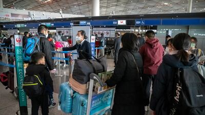 Crowds build up at the airport. AP