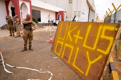 Handout photo issued by the Ministry of Defence (MoD) of British Military at Wadi Seidna airport in Khartoum, Sudan. UK MOD