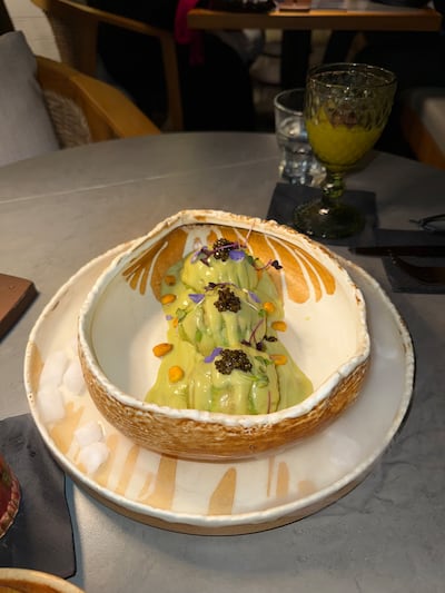 The ceviche was made of fresh shrimps, paired with mangoes and drenched in an avocado-lime dressing. Hala Nasar / The National