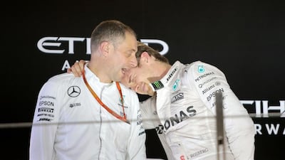 Nico Rosberg of Germany and Mercedes-GP celebrates. Christopher Pike / The National