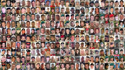 A composite image of 445 British personnel who died during the conflict in Afghanistan. PA