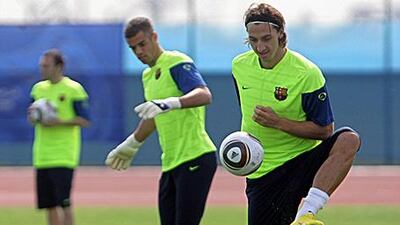 Zlatan Ibrahimovic, right, has 11 league goals for Barca.