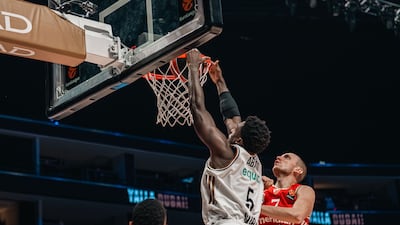 Dubai Basketball's Awudu Abass scores against Crvena Zvezda.