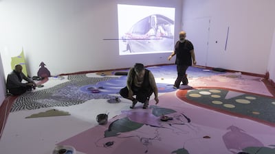 Do Art, Do It Now! will consist of a series of performances that mirror the working methods of the Dubai-based trio of artists Ramin and Rokni Haerizadeh and Hesam Rahmanian who created a large, multi-faceted installation for the exhibition. Chris Pike / The National