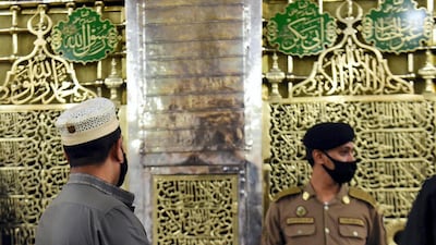 The Prophet’s Holy Mosque opened for visitors after being closed for 8 months as part of COVID-19 precious measures. Visits are only allowed via scheduled appointments SPA